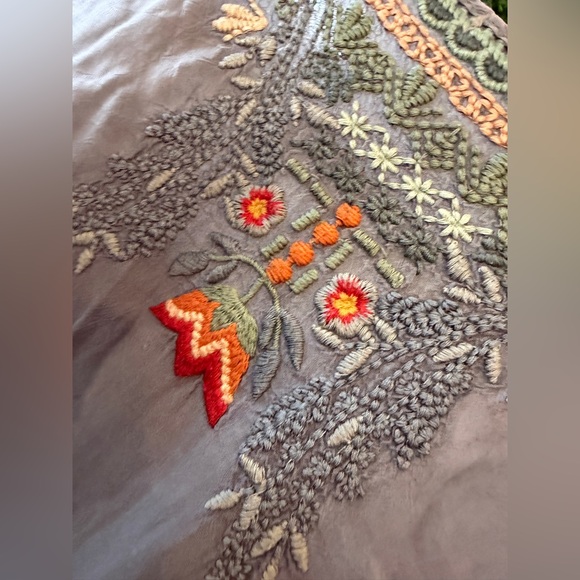 Johnny Was Gray Tunic Top with Orange Embroidery - Picture 13 of 13